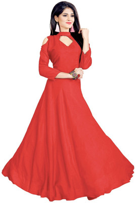 REYANS Women Gown Red Maxi/Full Length Dress