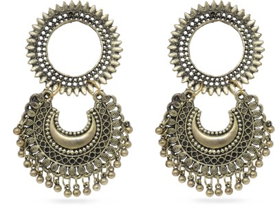 VFI German Silver Chandbali Oxidized Gold Earrings German Silver Drops & Danglers, Earring Set, Chandbali Earring