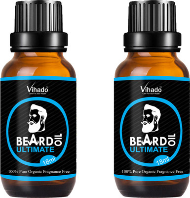 

VIHADO Ultimate Beard and Mustache Oil For Soft & Shiny Beard (Pack of 2) 18ml Each Hair Oil(36 ml)
