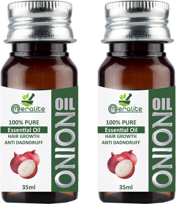 

Meralite Onion Oil for hair growth and skin care 35 ml with 15 essential oils and other powerful ingredients like amla, bhringraj, brahmi, sandalwood, castor, argan, sunflower Pack of 2 Hair Oil(70 ml)