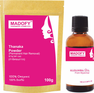 

MADOFY Thanaka Powder 100 gm & Kusumba Oil 100 ml for Hiar Removal Cream(100 g)