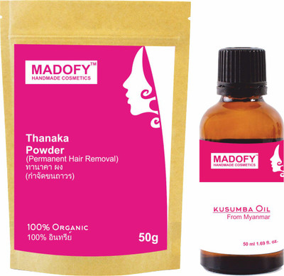 

MADOFY Thanaka Powder 50 gm & Kusumba Oil 50 ml for hair removal Cream(50 g)