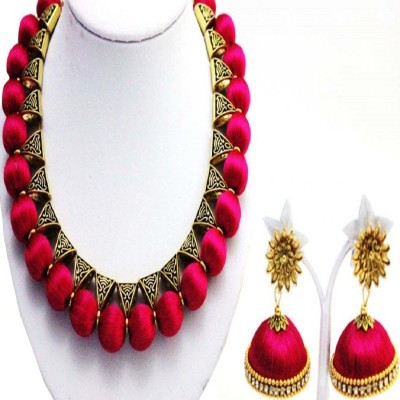 ambal Dori Pink, Gold, White Jewellery Set(Pack of 1)