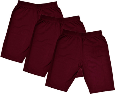 IndiWeaves Short For Girls Casual Solid Cotton Blend(Multicolor, Pack of 3)