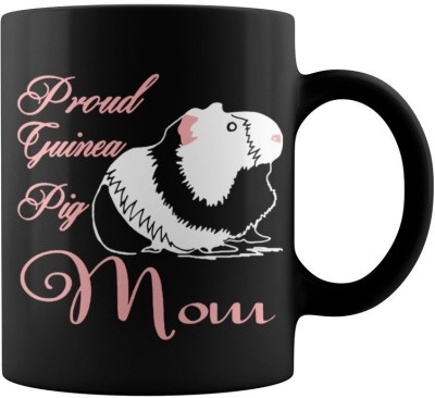 RADANYA Proud Pig Mom CoffeeBlack Cup BMUG1471 Ceramic Coffee Mug(350 ml)