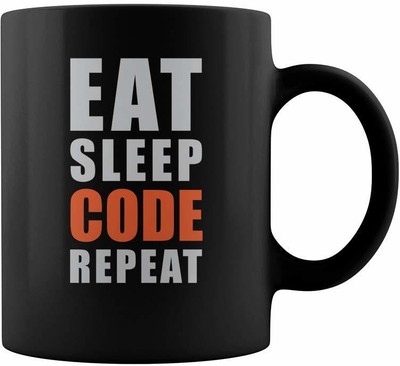 RADANYA Eat Sleep Code Repeat CoffeeCup BMUG983 Ceramic Coffee Mug(350 ml)