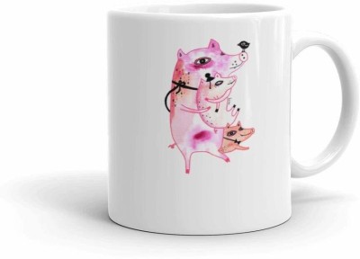 RADANYA Three Little Pig MUG1484 Ceramic Coffee Mug(350 ml)