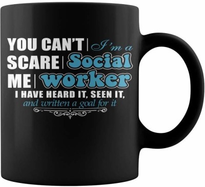 RADANYA Social Worker CoffeeBlack BMUG1389 Ceramic Coffee Mug(350 ml)
