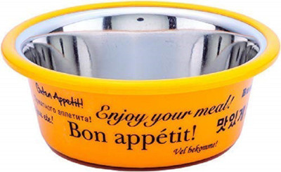 

ELTON Bon Appetit Cutie Bowls (Yellow) Dog Bowls Export Quality Inside Stainless Steel Dog Food Bowl Feeder Bowls Pet Bowl for Feeding Dogs Cats and Pets (Small - 0.85Pt /0.40 L) Round Stainless Steel Pet Bowl(0.4 L Yellow)