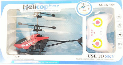 PSYCHE Flying Mini Helicopter With Remote (R) RC Infraed Induction Aircraft Flashing Light Toy(Red)