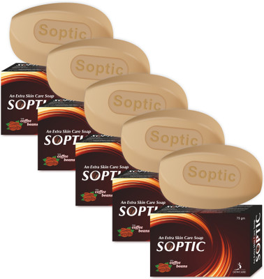 

SOPTIC Skin Care Soap With Coffee Beans ( 5 x 75 gm )(375 g, Pack of 5)
