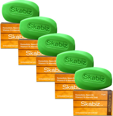 

SKABIZ Antibacterial Soap with Scabicidal ( 5 x 75 gm )(375 g, Pack of 5)