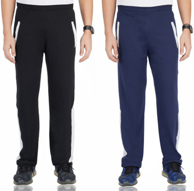 Fflirtygo Colorblock Men Dark Blue, White, Black Track Pants