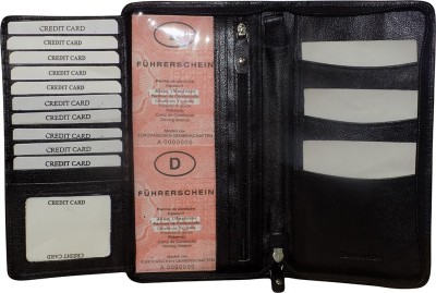 Style 98 Men Black Genuine Leather Wallet(10 Card Slots)