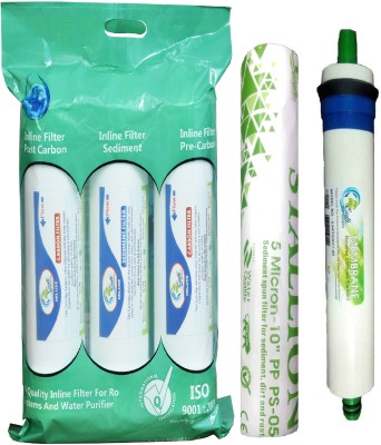 Earth Ro System RO Service Kit with Inline set and Earth 80 GPD membrane and pp Spun Solid Filter Cartridge(0.5, Pack of 5)