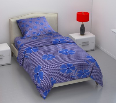 Lakshika decor homes 144 TC Microfiber Single Printed Fitted & Flat Bedsheet(Pack of 1, Blue)