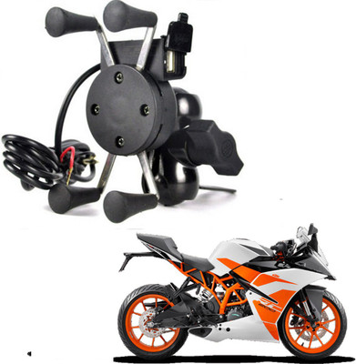 RWT X-Grip Mobile Phone Holder with USB Charger Bike Mobile Holder For RC 200 Bike Mobile Holder(Black)