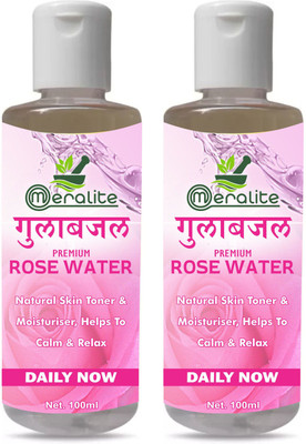 

Meralite 100% Organic & Natural Premium Rose Water For Face & Skin (No Alcohol, Chemical & Paraben Free ) (100 ml) Pack of 2(200 ml)