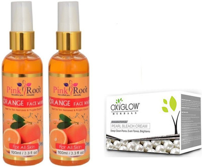 

Pink Root ORANGE FACE WASH 2 PCS WITH PEARL BLEACH 50GM(Set of 3)