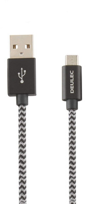 Deulec DT 160 Micro USB to USB A Charging and Data Nylon Braided Cable - 1 Meter - Black & Grey 1 m USB Type C Cable(Compatible with Charging, Black, Grey, One Cable)