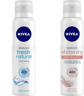 

Nivea Fresh Natural & Whitening Talc Touch Deodorant Spray - For Women(300 ml, Pack of 2)