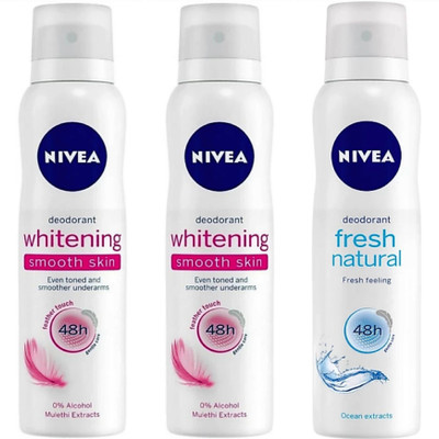 

Nivea Whitening Smooth Skin & Fresh Natural Deodorant Spray - For Women(450 ml, Pack of 3)