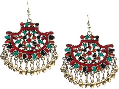 Muccasacra Best Collection of Multicoloured Meenakari Beads Alloy Chandbali Earring