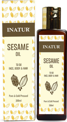 

Inatur Sesame Oil 200ml, Cold Pressed & Pure, For Face Body and Hair(200 ml)