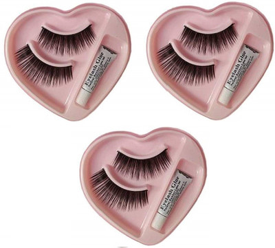 

Sheny Black Long False Eyelashes With Glue for Pretty Eye Makeup(Pack of 3)
