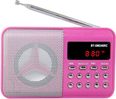 

Fangtooth B T- SM246 Fm radio with Digital Display Support USB, Memory card, Aux in, Recording FM Radio(Pink)