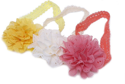 

Futurekart Mesh Flower Eyelet Baby Girls Elastic Pink Headband Set of 3 Hair Band(Pink, White, Yellow)