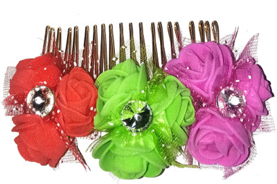 

Shrungarika Flower Shape Hair comb Hair Pin, Hair Clip, Hair Band, Bun Stick, Hair Claw(Multicolor, Gold)