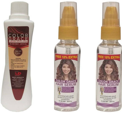 

COLORGRACE HAIR COLOR CREAM DEVELOPER FOR MEN & WOMEN VOL 40 12% Hair Color(400 ml) 2 hair serum 50 ml (pack of 3 ) (FOR ALL HAIR COLOR) Hair Color(all hair color)