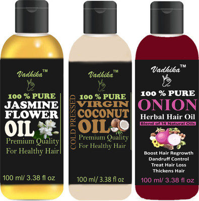 

Vadhika 100% Organic Virgin Coconut Oil And Jasmine Flower Oil & Onion Oil Hair Oil (300 ml) Hair Oil(300 ml)