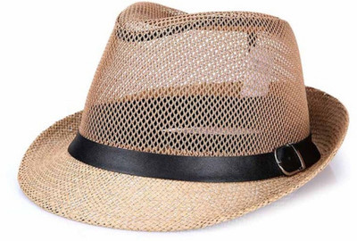ZACHARIAS Fedora Cowboy Breathable Mesh Net Hat Cap(Beige, Pack of 1)