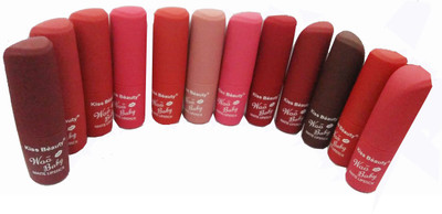 

Kiss Beauty Woo Baby Matte Lipsticks Pack of 12(Multicolor)