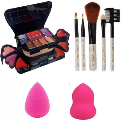 

Prakritee 3746Makeup Kit+ 5pcs Makeup Brush + 2 pc Blender Puff Combo(Pack of 4)