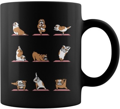 RADANYA Yoga Bulldog Coffee Gifted Cup Tea Cup BMUG1848 Ceramic Coffee Mug(350 ml)