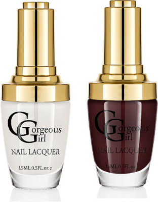 

Gorgeous Girl Glossy Nail Lacquer Floral White-01 & Shadow-15(Pack of 2)
