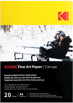 Kodak Fine Art Paper Canvas A4 (210X297mm) Photo Paper 230 GSM 20 Sheets Unruled A4 Inkjet Paper(Set of 1, White)