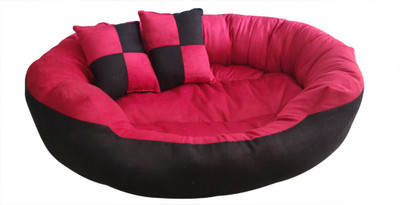 

Hiputee Soft Velvet Reversible Oval Shape With Extra Long Pillow Dog/Cat/Pet Large L Pet Bed(Black, Cream)