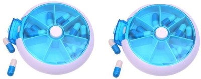 

Nuestra 7 Days Weekly Pack of 2 Round Drug Tablet Pill Box Pill Box(Multicolor)