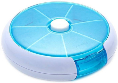 

Anytech 7 Plastic Round Pill Box 7 Compartment Medicine Tablet Case Storage Dispenser Holder Pill Box(Blue)