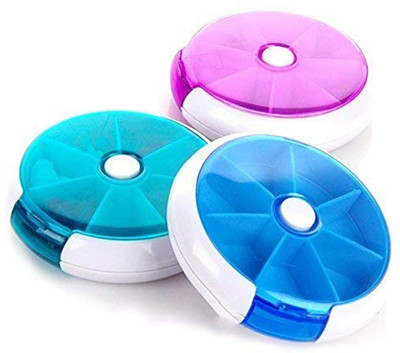 

Anytech 7 3 Pcs Portable Multi Function 7 Day Round Pill Box Medicine Storage Case Container Pill Box(Purple)