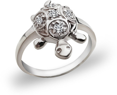 MJ 925 Good Luck Tortoise/Turtle Sterling Silver Cubic Zirconia Ring