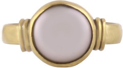 SR Swasti Retail Swasti Retail 5.25 Ratti Natural Pearl (Moti) Gemstone Ring In Panchdhatu With Lab Certificate Brass Pearl Rhodium Plated Ring