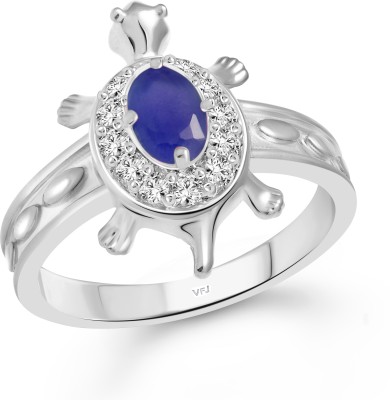VIGHNAHARTA Gemstone Blue Sapphire Tortoise Ring Alloy Cubic Zirconia, Sapphire, Crystal Rhodium Plated Ring