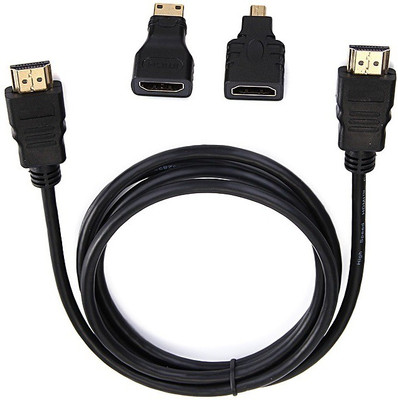 

TechGear TV-out Cable 3 in1 HDMI To Mini Micro HDMI HD Cable High Speed HDTV 1.5M Gold Plated Cable Adapter Converter Cord for HDTV,Tablet,Pc,TV(Black, For TV, 1.5 m)