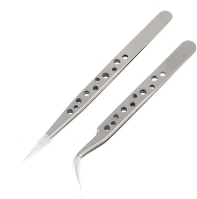 

WOWSOME 2 Pcs Anti-static Tweezers Curved Straight Tip Precision Stainless Steel