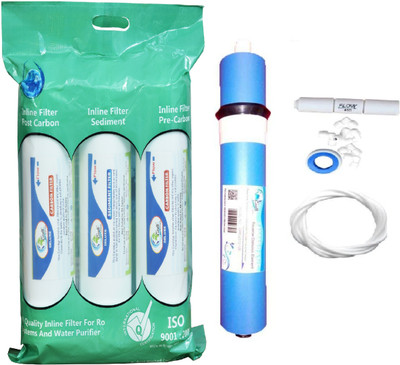 Earth Ro System RO Service Kit with Inline set Earth 100 GPD membrane, Accessories and FR Solid Filter Cartridge(0.5, Pack of 13)